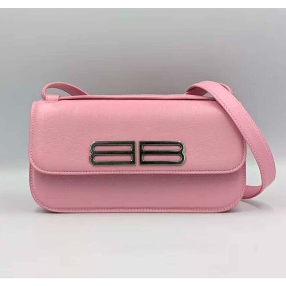Balenciaga Stripe Embossed Calfskin Gossip Flap Bag Small Candy Pink 674693 - Picture 2 of 16